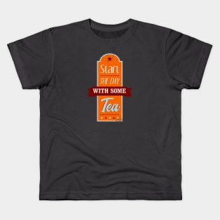 Start The Day With Some Tea Retro Distressed Kids T-Shirt